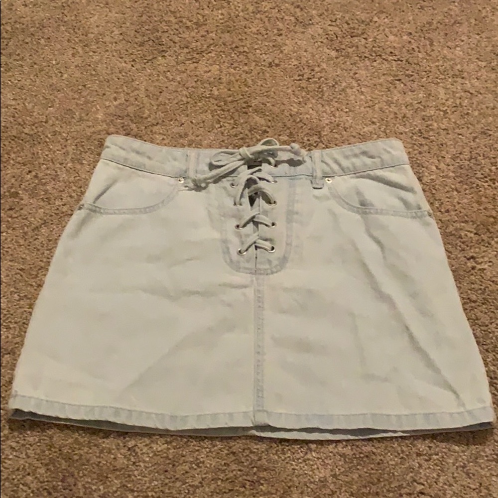 Denim Lace Up Skirt